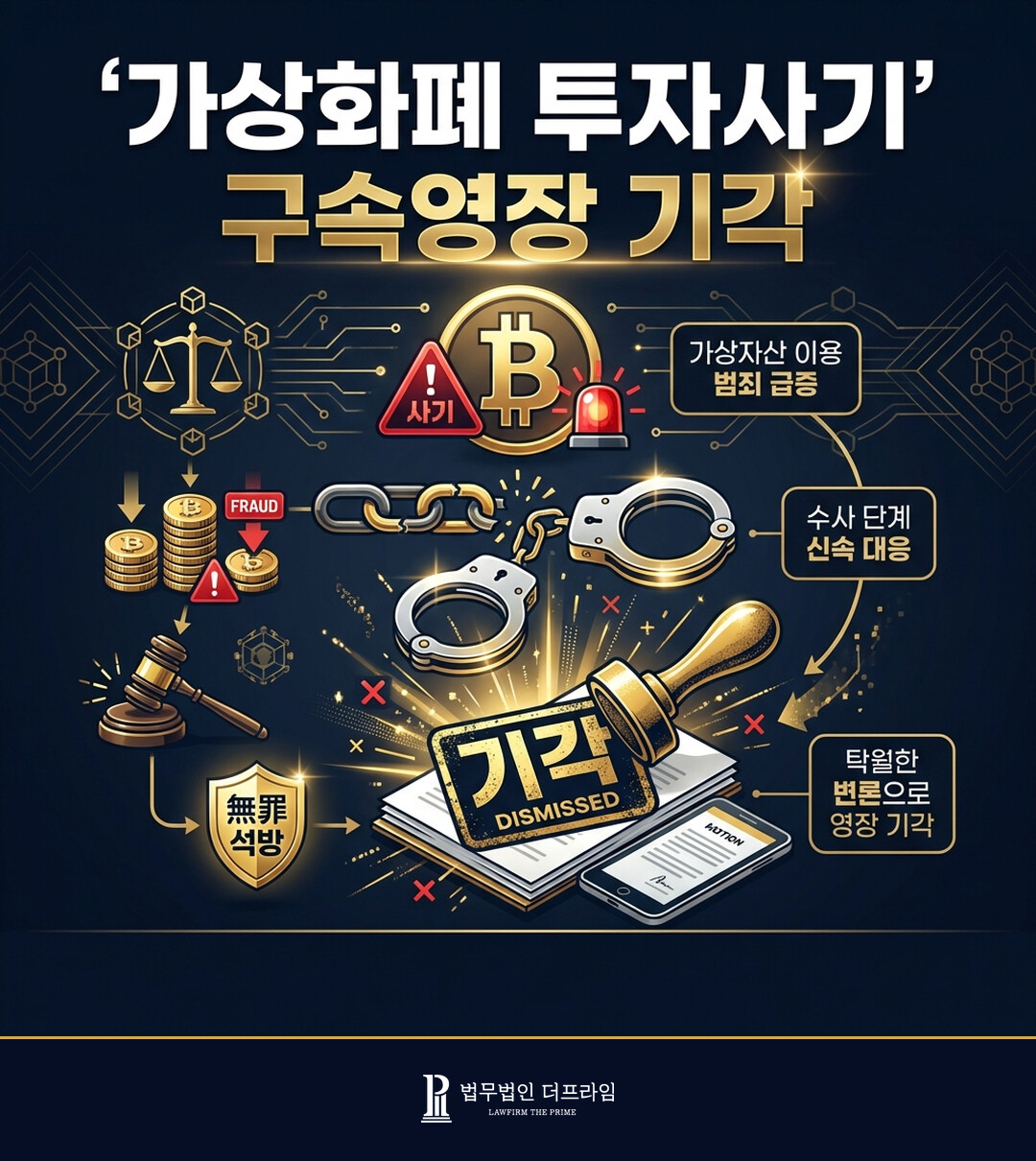 [법무법인 더프라임] 가상화폐 투자사기 피고소 대표 구속영장 기각 도출 - 법무법인 더프라임
