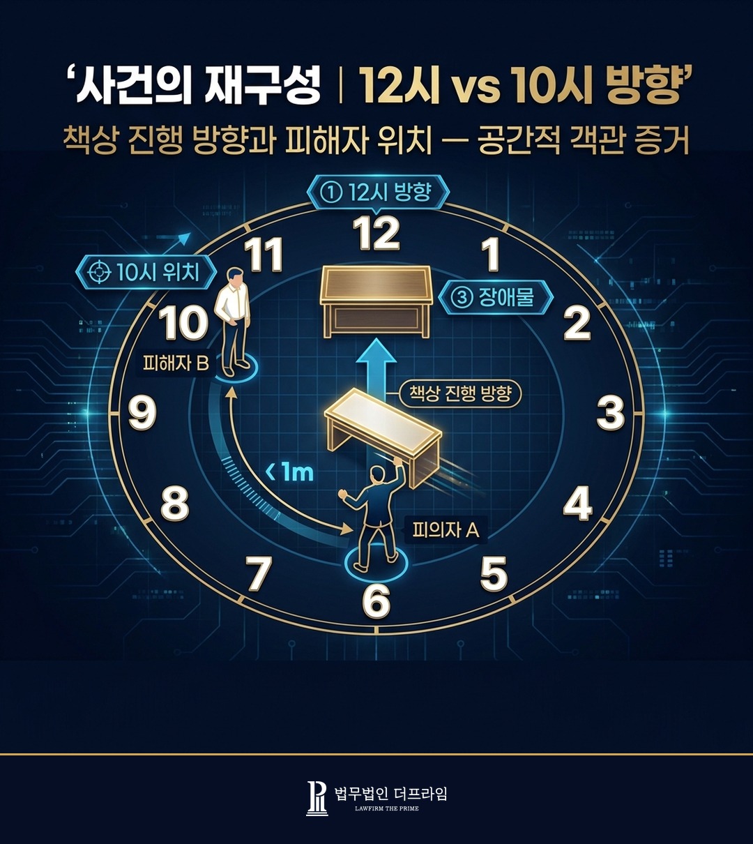 회의실 책상 뒤엎은 사건 재구성 12시 10시 방향 도해