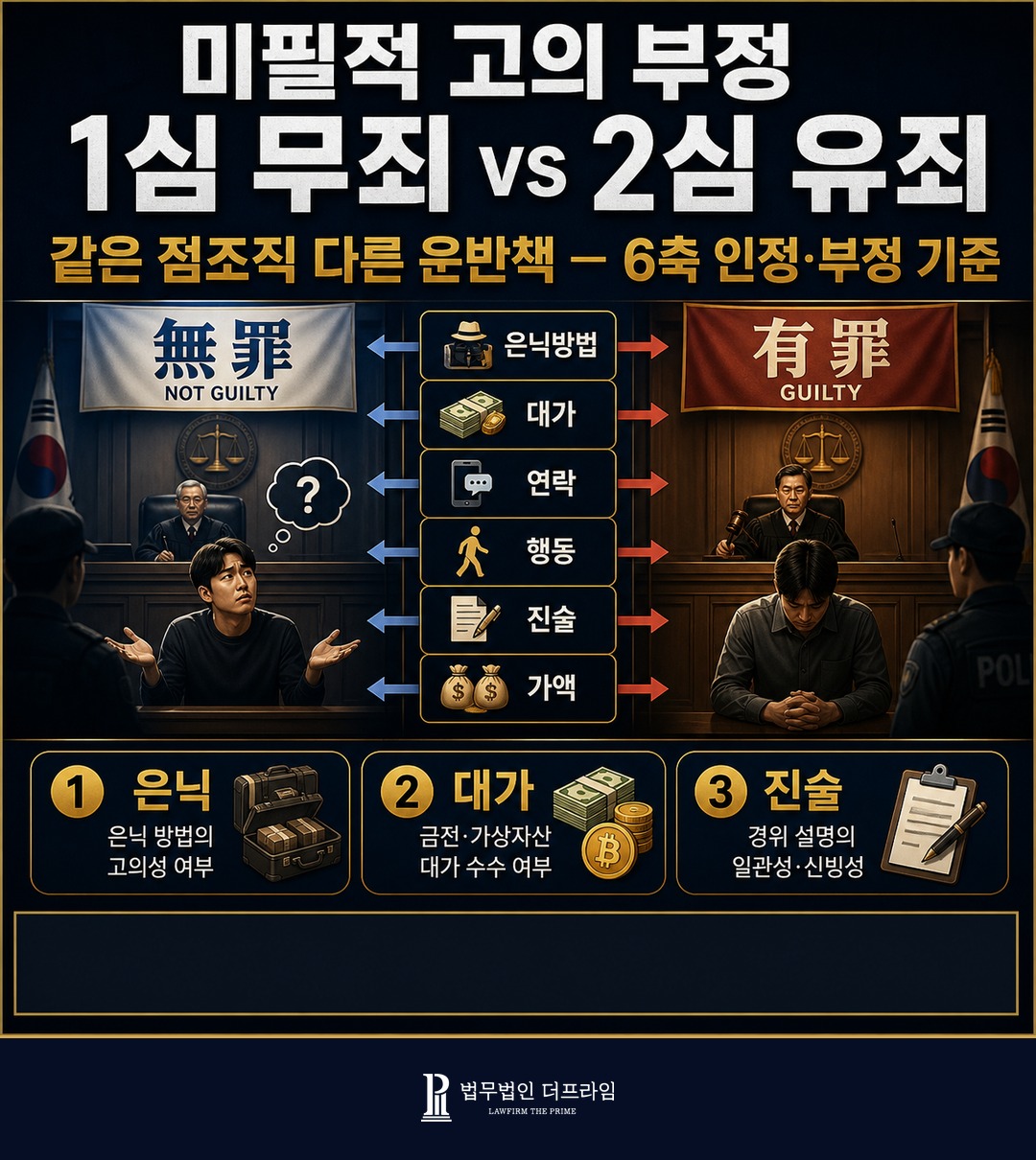 미필적 고의 부정 다툼 1심 무죄 2심 유죄 운반책 변호