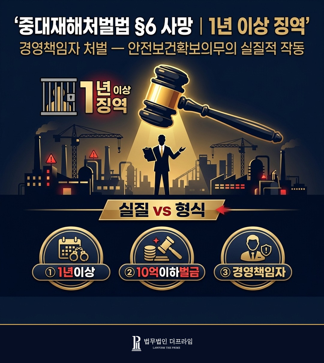 중대재해처벌법 6조 사망 산재 경영책임자 처벌 1년 이상 변호