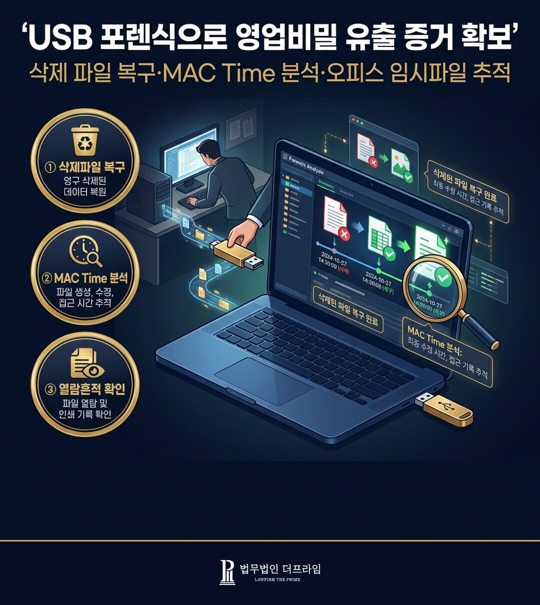 USB 포렌식으로 영업비밀 유출 증거 확보 - 법무법인 더프라임