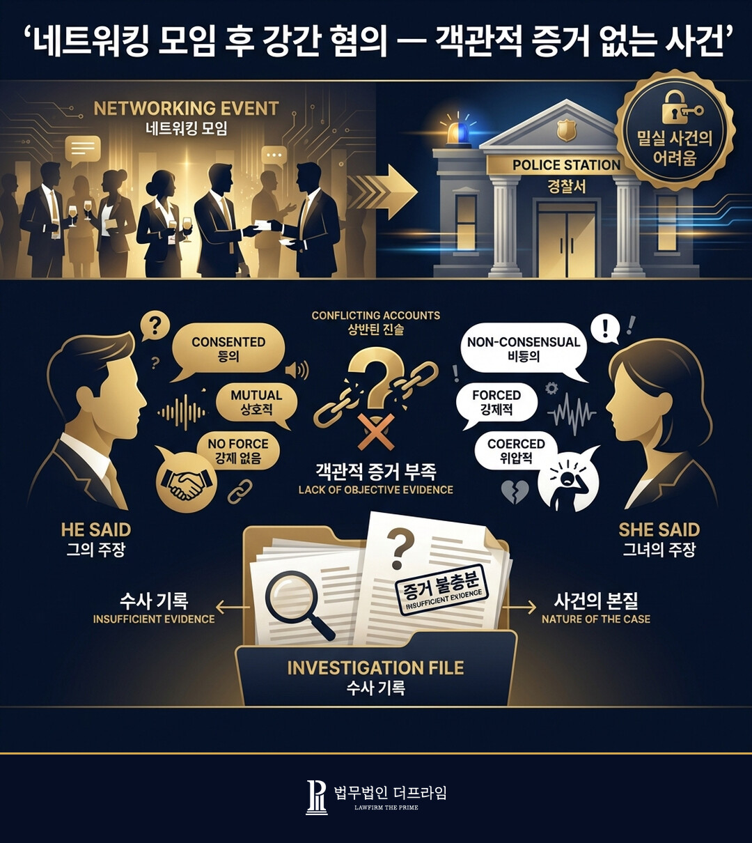 네트워킹 모임 후 강간 혐의 객관적 증거 없는 사건