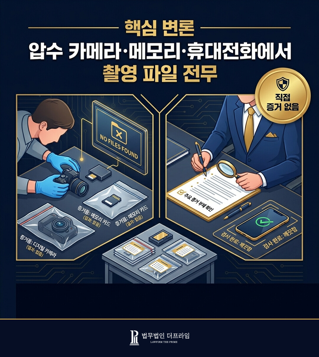 핵심 변론 압수 카메라 메모리 휴대전화에서 촬영 파일 전무